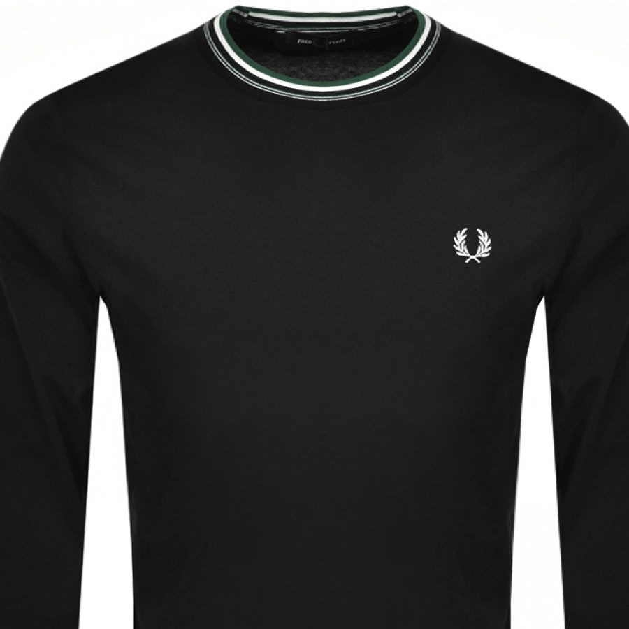 Alternative Image for ProductFred Perry Tipped Long Sleeve T Shirt Black2